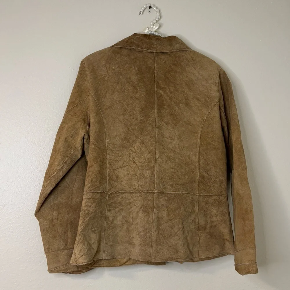 Brandon Thomas Women Brown Genuine Leather Suede Collar Jacket - Picture 11 of 11
